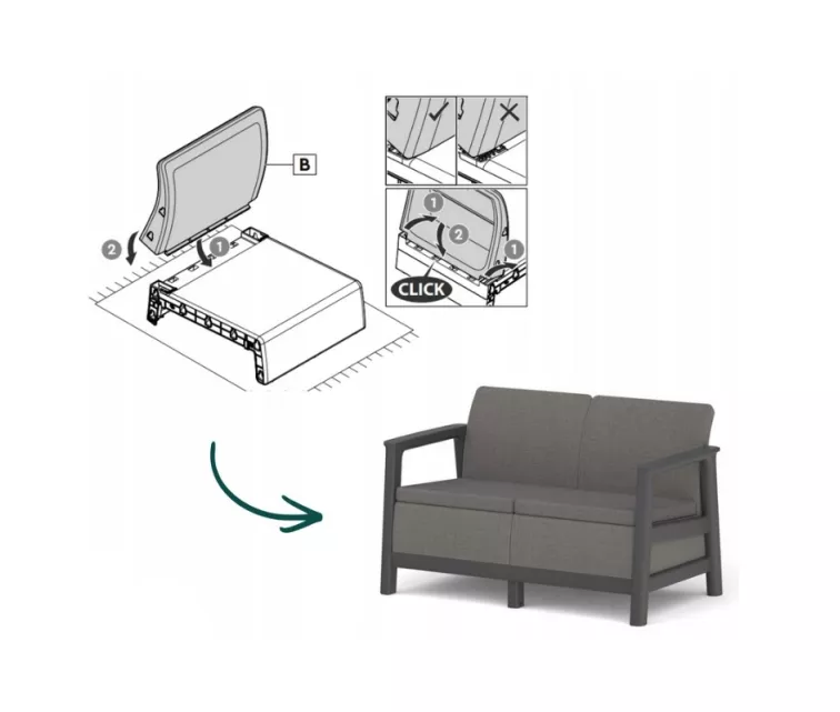 Dārza dīvāns divvietīgs Scandi Linea 2 Seater Sofa pelēks