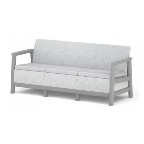 Trivietė sodo sofa „Scandi Linea“, šviesiai pilka/tamsiai plieno pilka