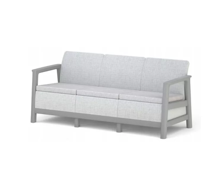 Trivietė sodo sofa „Scandi Linea“, šviesiai pilka/tamsiai plieno pilka