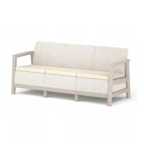 Trivietė sodo sofa „Scandi Linea“, pilka/šviesiai smėlio spalvos