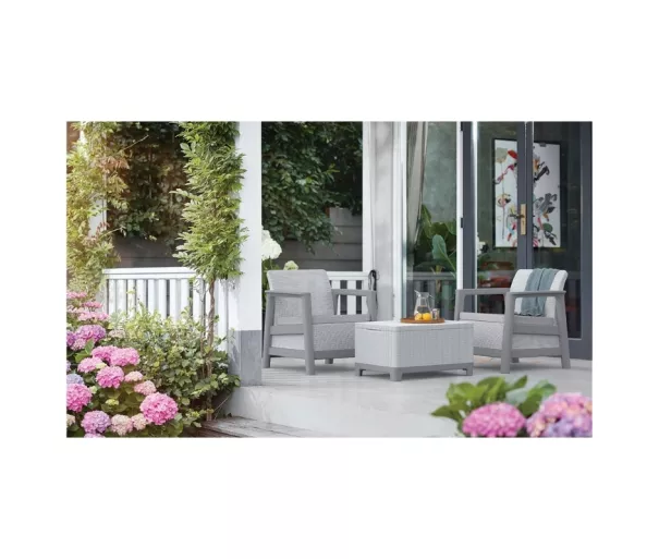 Dārza mēbeļu komplekts Scandi Linea Balcony Set gaiši pelēks/tumša tērauda pelēks