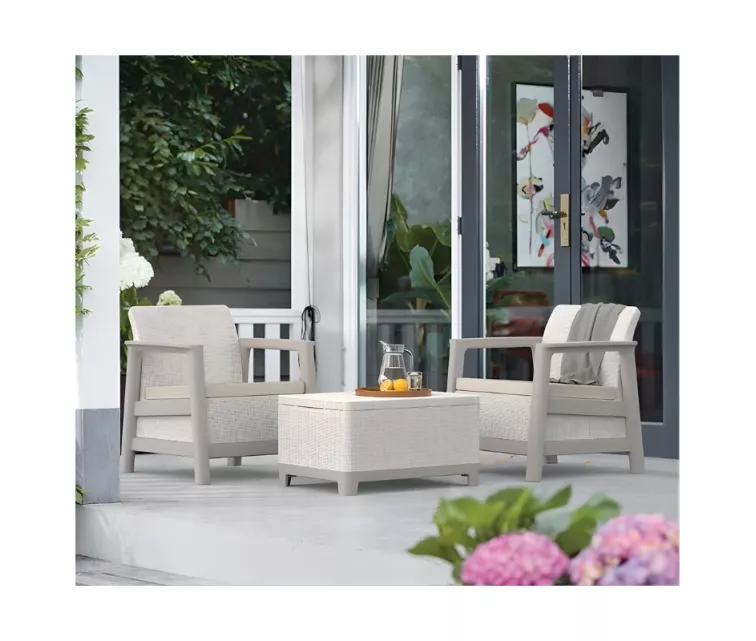 Garden furniture set Scandi Linea Balcony Set pebble gray/light beige