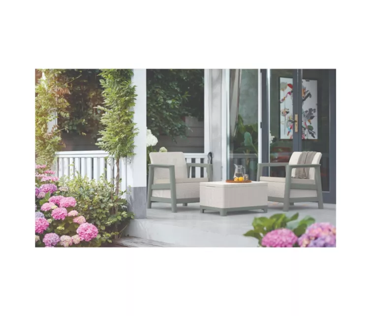 Dārza mēbeļu komplekts Scandi Linea Balcony Set oļu pelēks/salvijzaļa akmens tonī
