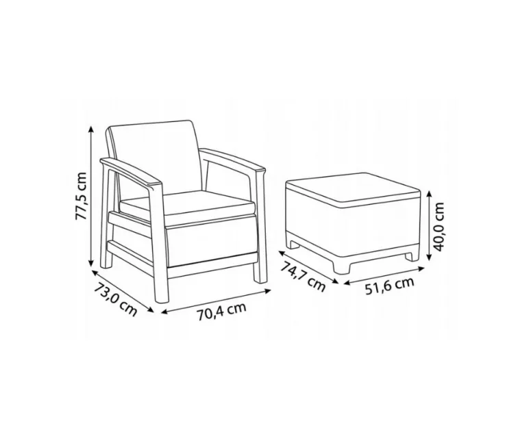 Garden furniture set Scandi Linea Balcony Set pebble gray/light beige
