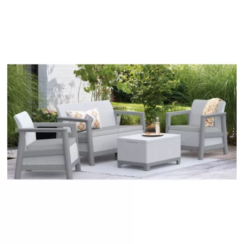 Dārza mēbeļu komplekts Scandi Linea 2 Seater Set gaiši pelēks/tumša tērauda pelēks