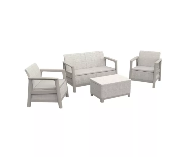 Dārza mēbeļu komplekts Scandi Linea 2 Seater Set oļu pelēks/gaiši bēšs