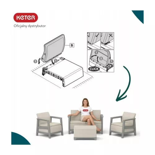 Dārza mēbeļu komplekts Scandi Linea 2 Seater Set oļu pelēks/gaiši bēšs