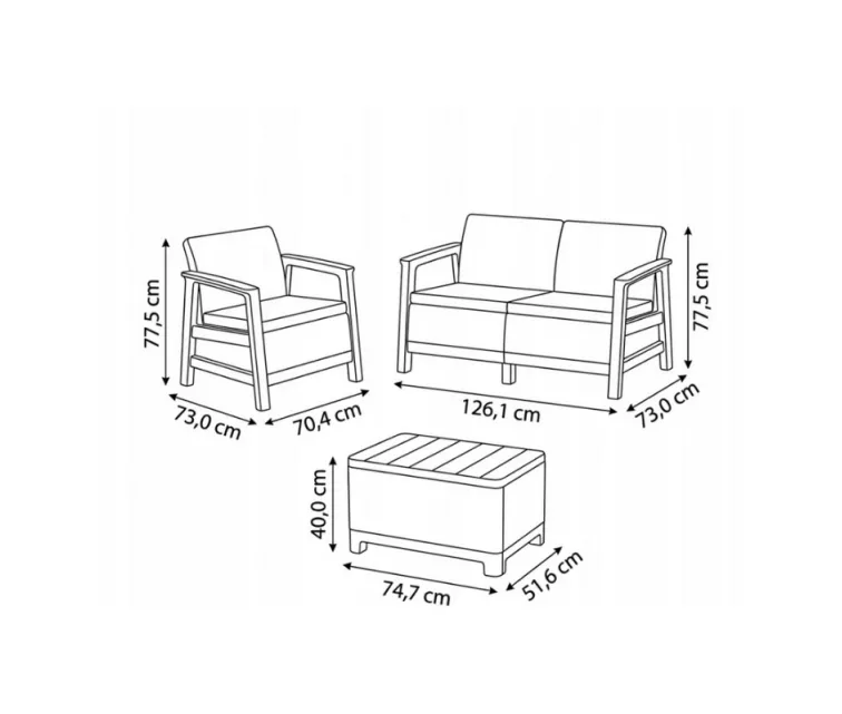 Garden furniture set Scandi Linea 2 Seater Set pebble grey/light beige
