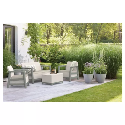 Dārza mēbeļu komplekts Scandi Linea 2 Seater Set oļu pelēks/salvijzaļa akmens tonī