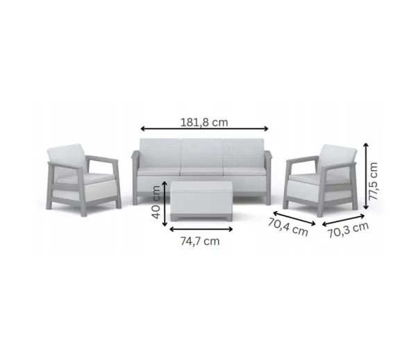 Dārza mēbeļu komplekts Scandi Linea 3 Seater Set gaiši pelēks/tumša tērauda pelēks