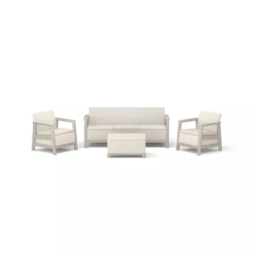 ( DEFEKTS ) Dārza mēbeļu komplekts Scandi Linea 3 Seater Set oļu pelēks/gaiši bēšs