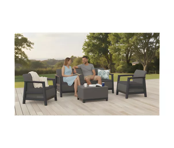Garden furniture set Scandi Linea 3 Seater Set grey