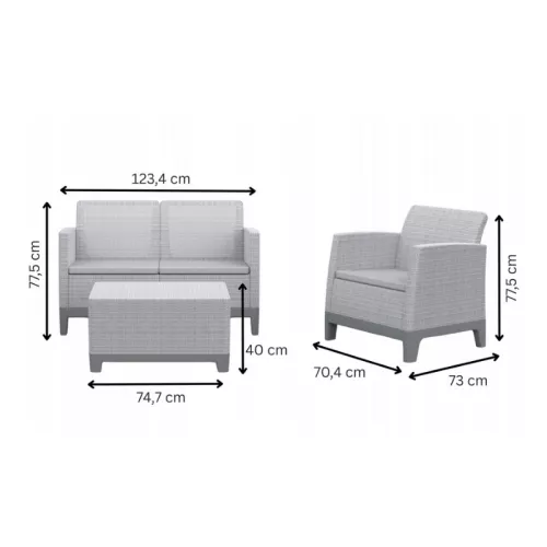 Garden furniture set Scandi Forma 2 Seater Set pebble grey/light beige