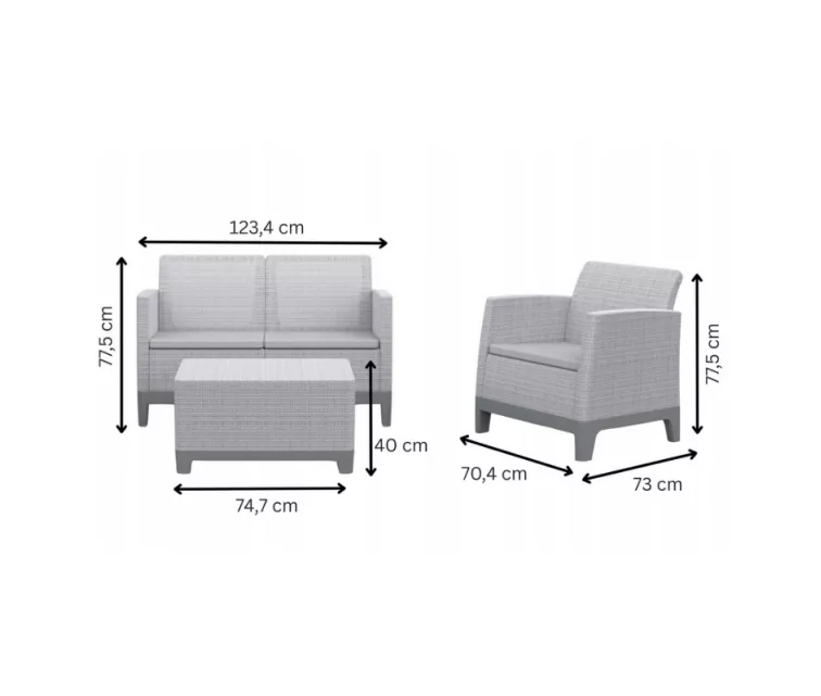Dārza mēbeļu komplekts Scandi Forma 2 Seater Set oļu pelēks/gaiši bēšs