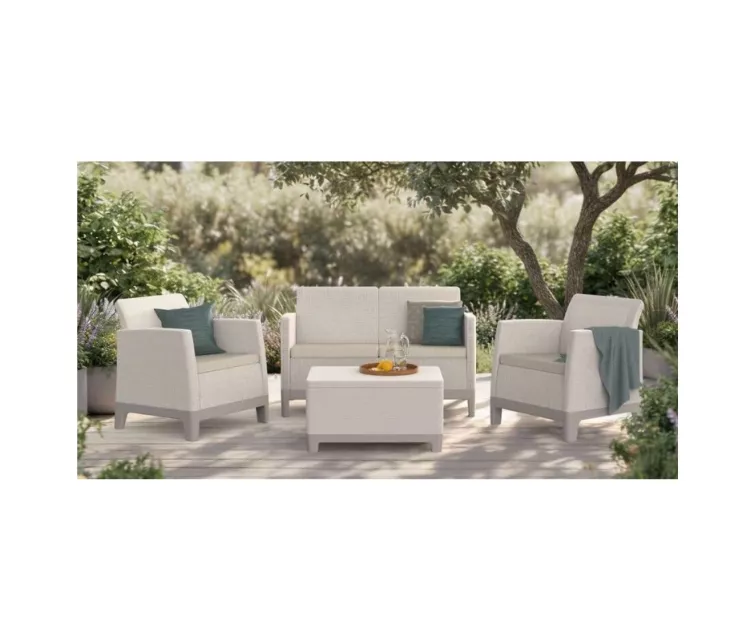 Dārza mēbeļu komplekts Scandi Forma 2 Seater Set oļu pelēks/gaiši bēšs