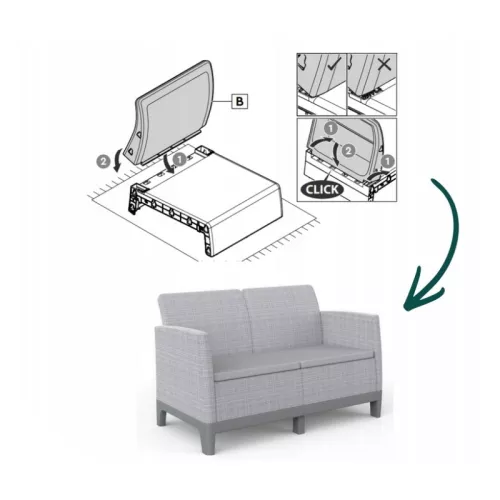 Dārza dīvāns divvietīgs Scandi Form 2 Seater Sofa gaiši pelēks/tumša tērauda pelēks