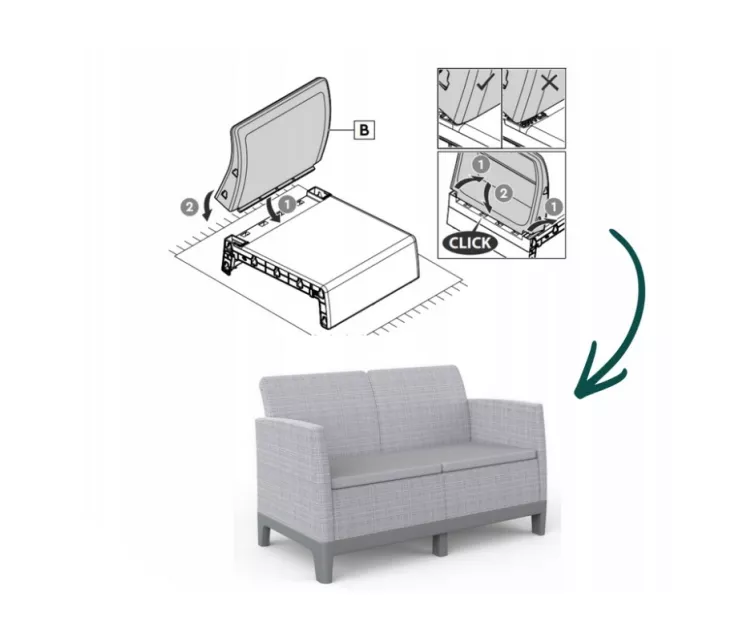 Dārza dīvāns divvietīgs Scandi Form 2 Seater Sofa gaiši pelēks/tumša tērauda pelēks