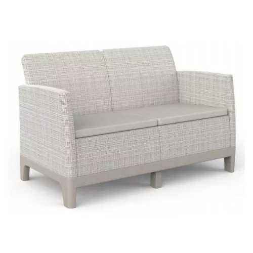 Dārza dīvāns divvietīgs Scandi Form 2 Seater Sofa oļu pelēks/gaiši bēšs