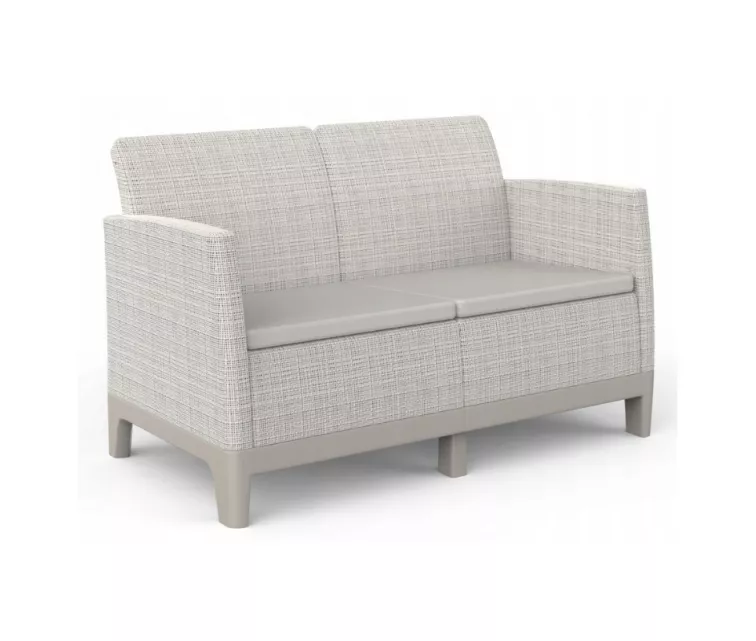 Dārza dīvāns divvietīgs Scandi Form 2 Seater Sofa oļu pelēks/gaiši bēšs