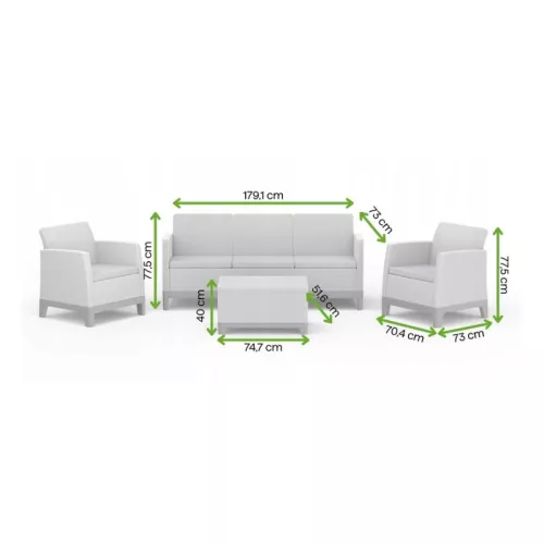 Dārza mēbeļu komplekts Scandi Forma 3 Seater Set gaiši pelēks/tumša tērauda pelēks