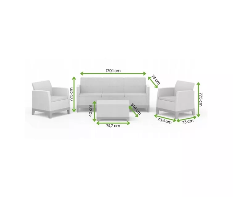 Dārza mēbeļu komplekts Scandi Forma 3 Seater Set gaiši pelēks/tumša tērauda pelēks