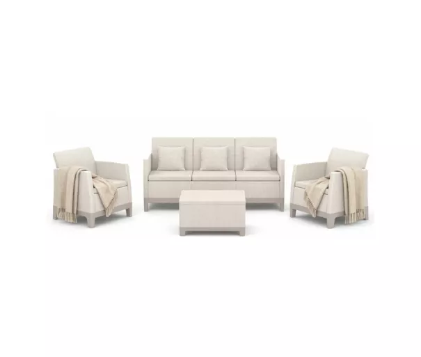 Dārza mēbeļu komplekts Scandi Forma 3 Seater Set oļu pelēks/gaiši bēšs