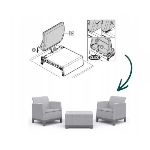 Dārza mēbeļu komplekts Scandi Forma Balcony Set gaiši pelēks/tumša tērauda pelēks