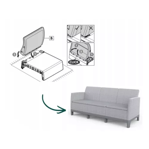Dārza dīvāns divvietīgs Scandi Form 3 Seater Sofa gaiši pelēks/tumša tērauda pelēks