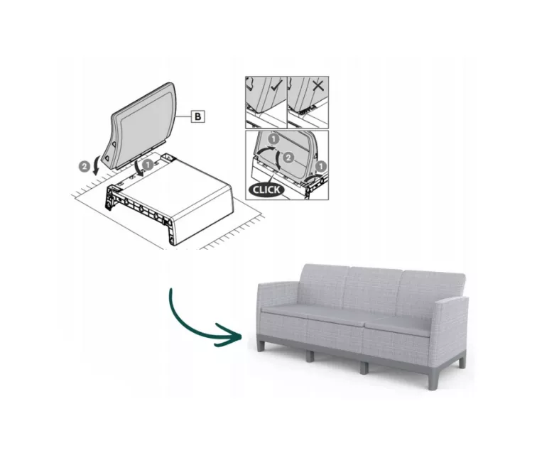 Dārza dīvāns divvietīgs Scandi Form 3 Seater Sofa gaiši pelēks/tumša tērauda pelēks