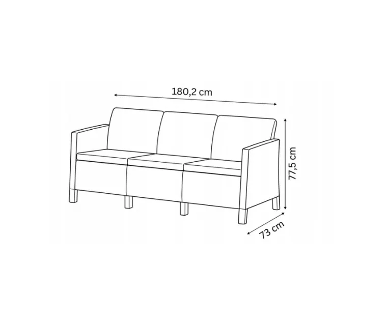 Dārza dīvāns divvietīgs Scandi Form 3 Seater Sofa gaiši pelēks/tumša tērauda pelēks