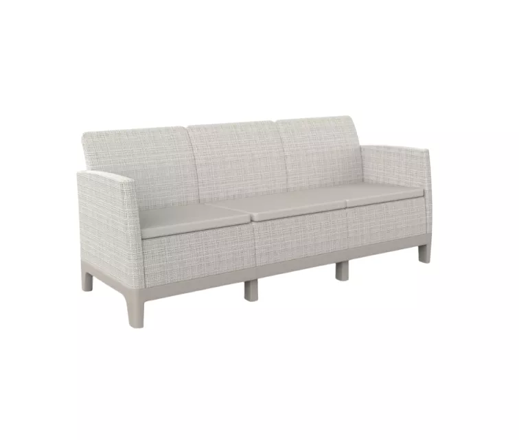 Dārza dīvāns divvietīgs Scandi Form 3 Seater Sofa oļu pelēks/gaiši bēšs