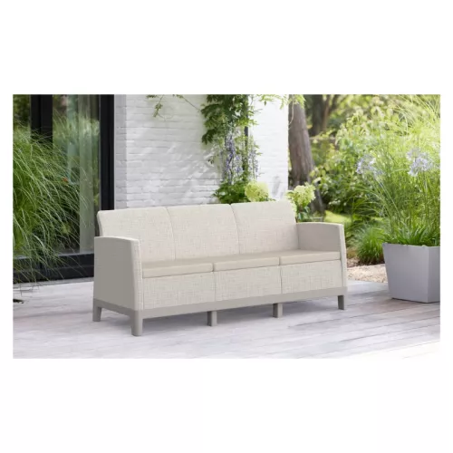 Dārza dīvāns divvietīgs Scandi Form 3 Seater Sofa oļu pelēks/gaiši bēšs