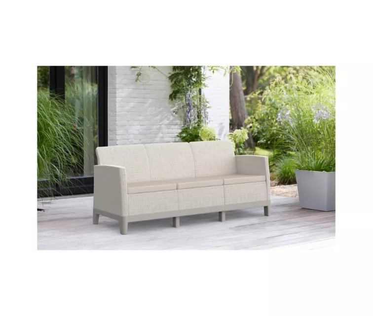 Dārza dīvāns divvietīgs Scandi Form 3 Seater Sofa oļu pelēks/gaiši bēšs