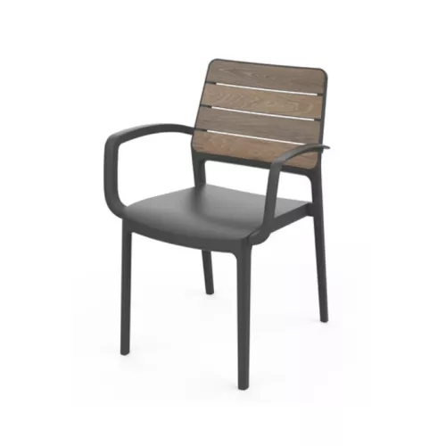 Garden chair Deco Porto Armchair walnut/gray