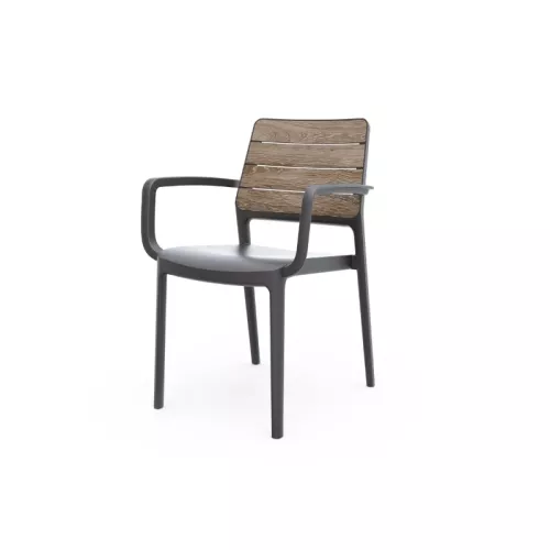 Dārza kŗesls Deco Porto Armchair oša koka tonis/pelēks