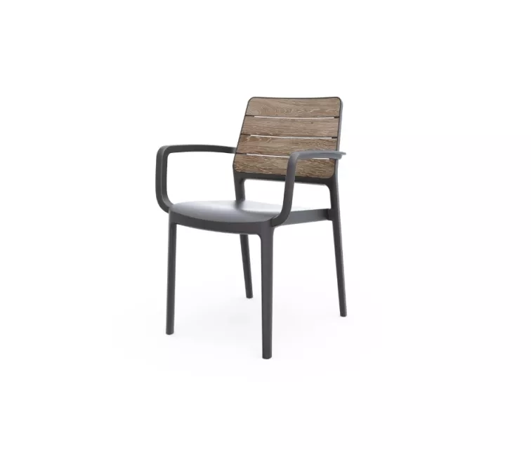 Dārza kŗesls Deco Porto Armchair oša koka tonis/pelēks