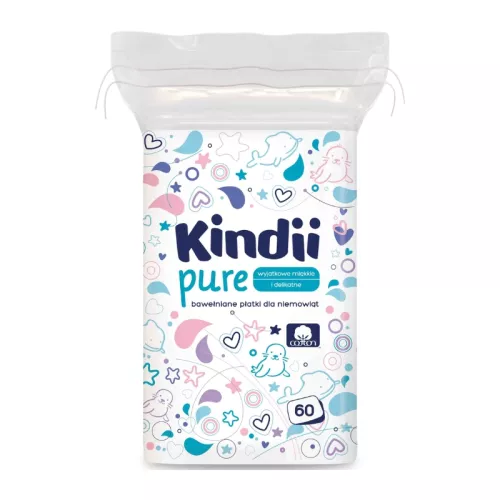 Cotton pads for babies Kindii Pure rectangular 60 pcs.