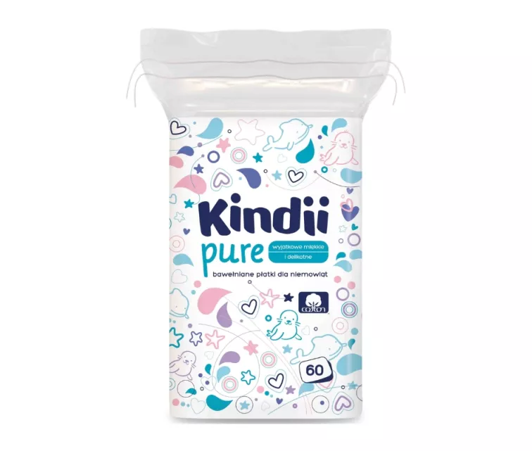 Cotton pads for babies Kindii Pure rectangular 60 pcs.