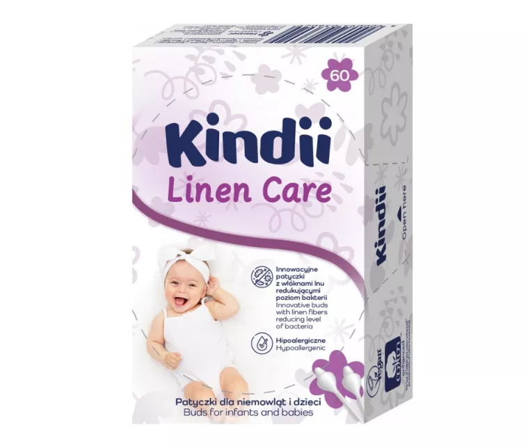 Cotton buds for babies Kindii Linen Care 60 pcs.