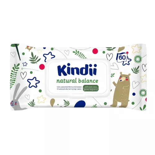 Kindii Natural Balance baby wipes 60 pcs.