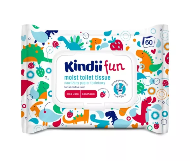 Увлажненная туалетная бумага Kindii Fun, 60 шт.