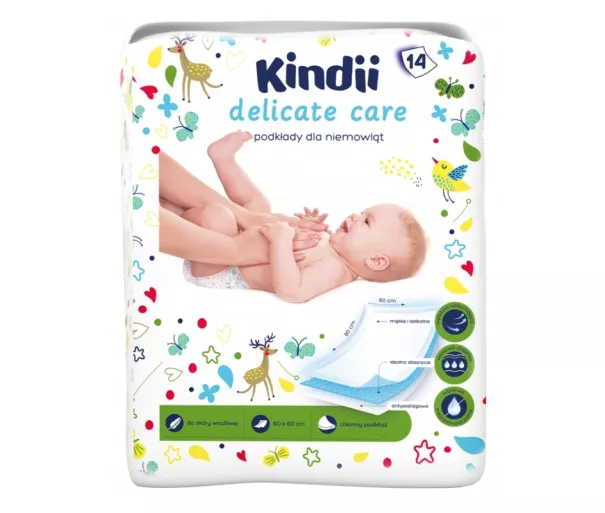 Kūdikių paklodės „Kindii Delicate Care“, 14 vnt., 60x60cm