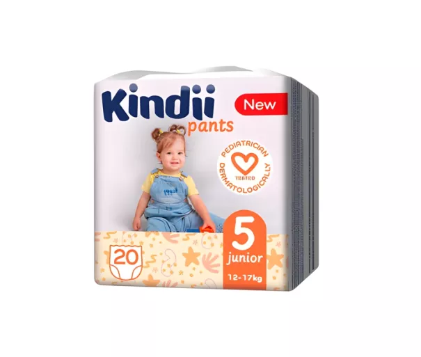 Sauskelnės „Kindii junior“, 5 dydis (12-17 kg), 20 vnt.
