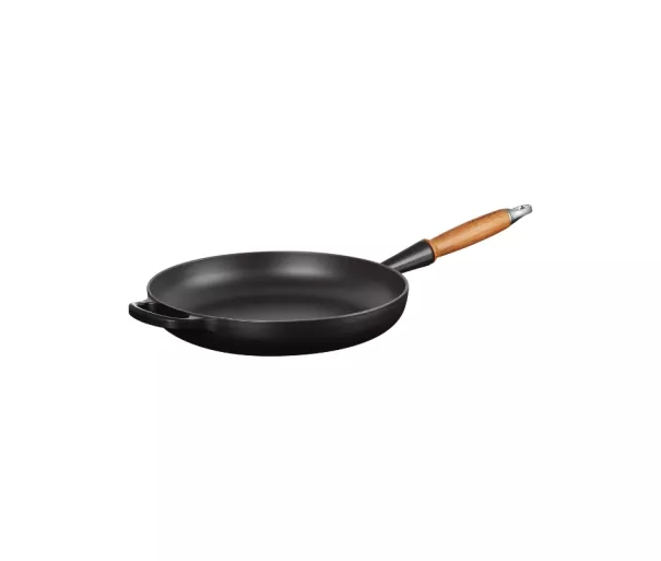 Cast iron pan with wooden handle Ø28cm mat black