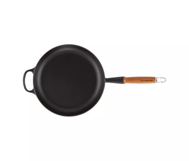 Cast iron pan with wooden handle Ø28cm mat black