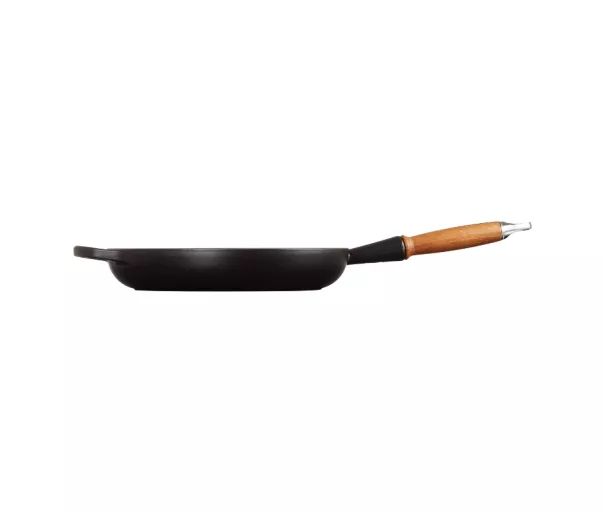 Cast iron pan with wooden handle Ø28cm mat black