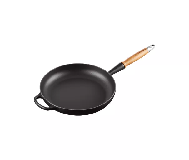 Cast iron pan with wooden handle Ø28cm mat black