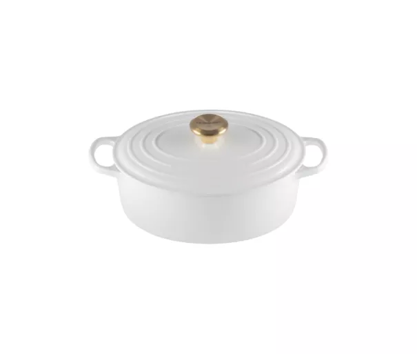 Ketaus puodas ovalus 27cm / 4,1L baltas
