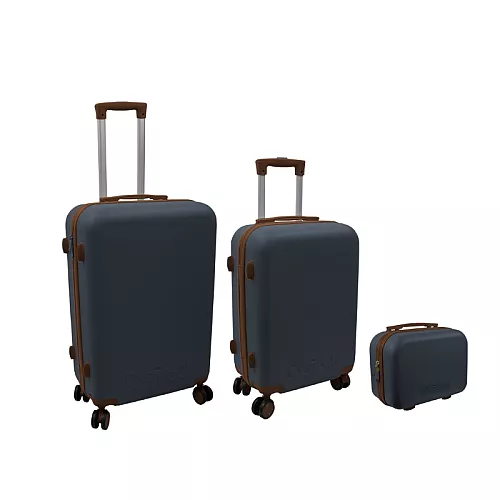 Čemodānu komplekts 3 gab. 60L (42x25x64cm) + 43L ( 36x23x56cm) + 15L (24x17x33cm) pelēks