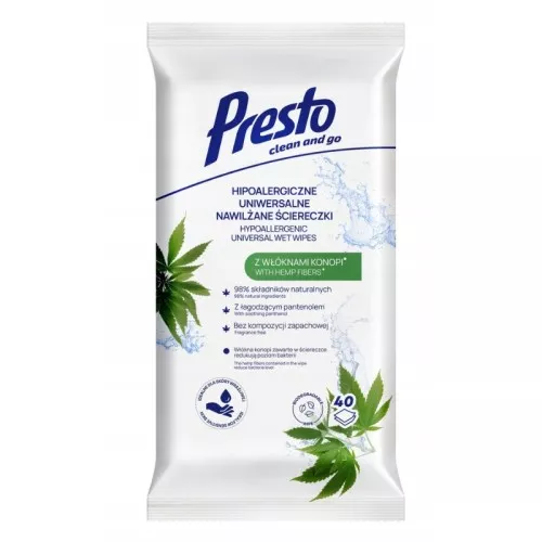 Салфетки влажные универсальные Эко с коноплей 40 шт.